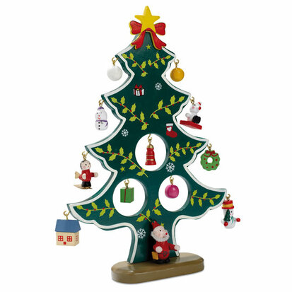 Houten kerstboom met decoratie sample